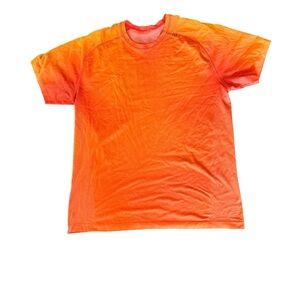 Lululemon men’s metal vent tech orange ombré workout short sleeve shirt Sz XL